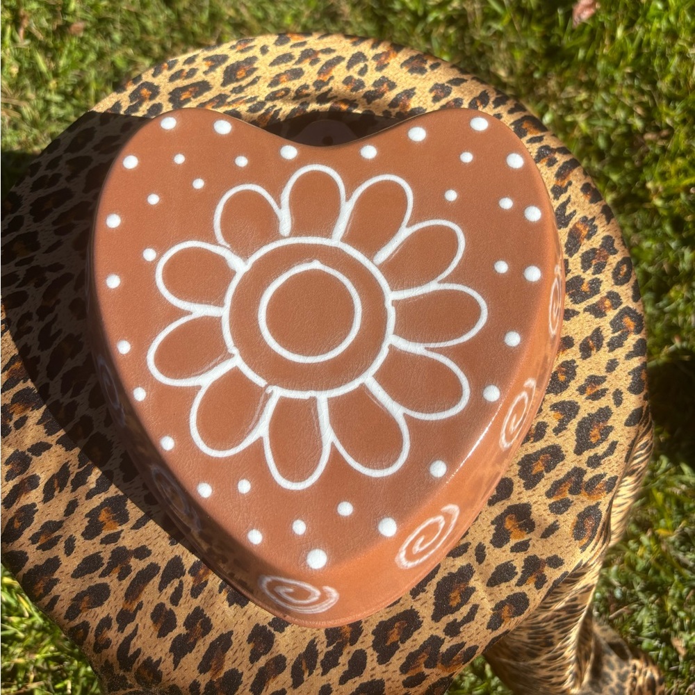 Vintage Ceramic  Redware Heart Shaped Pottery Pan Wall Decor Pottery Decor